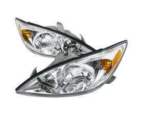 Spec-D Factory Style Headlights w/ Amber Reflectors (Chrome Housing/Clear Lens) Toyota Camry 2002-2004