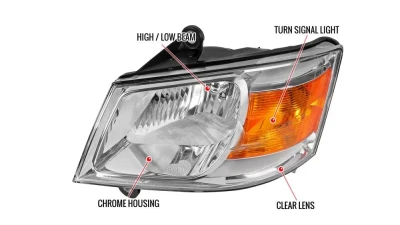 Spec-D Factory Style Headlights (Chrome/Clear Lens) Dodge Grand Caravan 2008-2010                                     - 2LH-CAR08-RS - Image 9