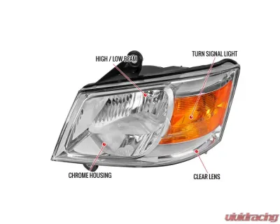 Spec-D Factory Style Headlights (Chrome/Clear Lens) Dodge Grand Caravan 2008-2010 - 2LH-CAR08-RS