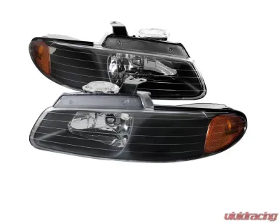 Spec-D Crystal Headlights (Matte Black Housing/Clear Lens) Dodge | Plymouth | Chrysler 1996-2000 - 2LH-CAR96JM-RS