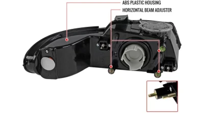 Spec-D Crystal Headlights (Matte Black Housing/Clear Lens) Dodge | Plymouth | Chrysler 1996-2000                                     - 2LH-CAR96JM-RS - Image 9