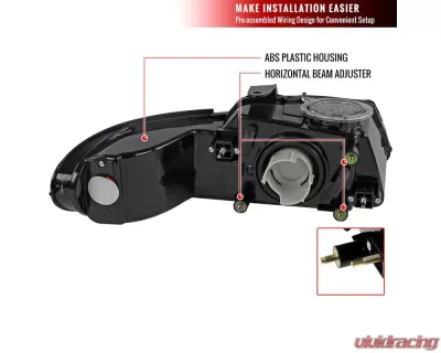 Spec-D Crystal Headlights (Matte Black Housing/Clear Lens) Dodge | Plymouth | Chrysler 1996-2000 - 2LH-CAR96JM-RS