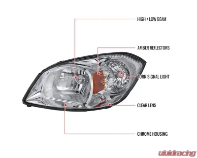 Spec-D Crystal Headlights w/ Amber Reflectors (Chrome Housing/Clear Lens) Chevrolet | Pontiac 2005-2010 - 2LH-COB05-RS