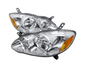 Spec-D Factory Style Headlights w/ Amber Reflectors (Chrome Housing/Clear Lens) Toyota Corolla 2003-2008