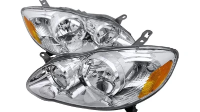Spec-D Factory Style Headlights (Chrome Housing/Clear Lens) Toyota Corolla 2003-2008                                     - 2LH-COR03-RS - Image 4