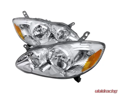 Spec-D Factory Style Headlights (Chrome Housing/Clear Lens) Toyota Corolla 2003-2008 - 2LH-COR03-RS