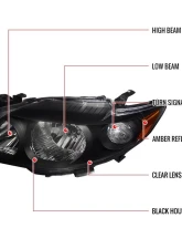 Spec-D Factory Style Crystal Headlights w/ Amber Reflector (Matte Black Housing/Clear Lens) Toyota Corolla 2009-2010                                     - 2LH-COR09JM-RS - Image 8