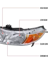 Spec-D Factory Style Crystal Headlights (Chrome Housing/Clear Lens) Honda Civic 2006-2011                                     - 2LH-CV062-RS - Image 7