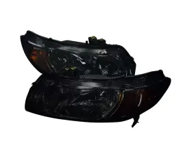 Spec-D Factory Style Crystal Headlights w/ Amber Turn Signal Lights (Chrome Housing/Smoke Lens) Honda Civic 2006-2011