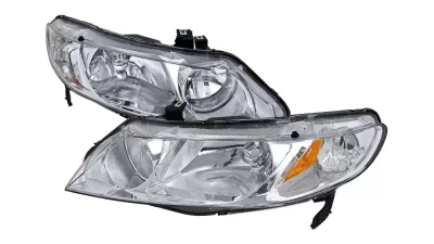 Spec-D Crystal Headlights (Chrome Housing/Clear Lens) Honda Civic 2006-2011                                     - 2LH-CV064-RS - Image 10