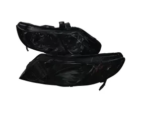 Spec-D Crystal Headlights w/ Amber Turn Signal Lights (Chrome Housing/Smoke Lens) Honda Civic 2006-2011