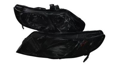 Spec-D Crystal Headlights (Chrome Housing/Smoked Lens) Honda Civic 2006-2011                                     - 2LH-CV064G-RS - Image 10