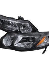 Spec-D Crystal Headlights (Matte Black Housing/Clear Lens) Honda Civic 2006-2011                                     - 2LH-CV064JM-RS - Image 10
