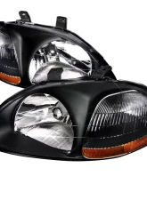 Spec-D Factory Style Crystal Headlights w/ Amber Reflectors (Matte Black Housing/Clear Lens) Honda Civic 1996-1998                                     - 2LH-CV96JM-RS - Image 10