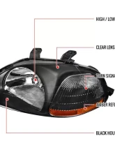 Spec-D Factory Style Crystal Headlights w/ Amber Reflectors (Matte Black Housing/Clear Lens) Honda Civic 1996-1998                                     - 2LH-CV96JM-RS - Image 8