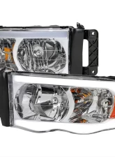 Spec-D LED Tube Factory Style Headlights (Chrome Housing/Clear Lens) Dodge Ram 2002-2005                                     - 2LH-DGP02-G3-GO - Image 10