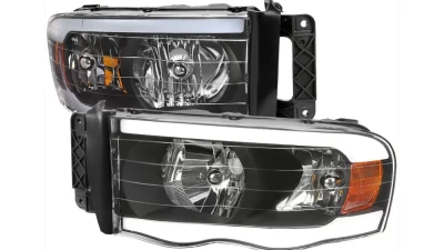 Spec-D LED Tube Factory Style Headlights (Matte Black Housing)/Clear Lens) Dodge Ram 2002-2005                                     - 2LH-DGP02JM-G3-GO - Image 10