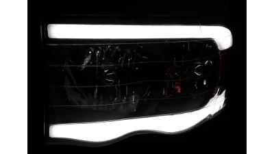 Spec-D LED Tube Factory Style Headlights (Matte Black Housing)/Clear Lens) Dodge Ram 2002-2005                                     - 2LH-DGP02JM-G3-GO - Image 2