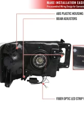 Spec-D LED Tube Factory Style Headlights (Matte Black Housing)/Clear Lens) Dodge Ram 2002-2005                                     - 2LH-DGP02JM-G3-GO - Image 8