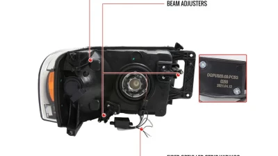 Spec-D LED Tube Factory Style Headlights (Matte Black Housing)/Clear Lens) Dodge Ram 2002-2005                                     - 2LH-DGP02JM-G3-GO - Image 8