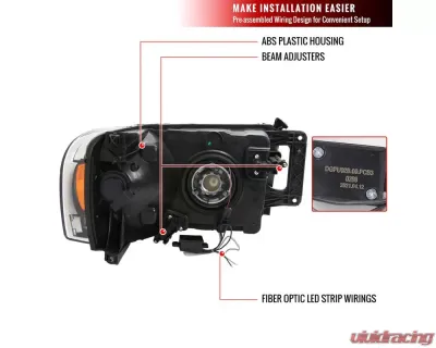 Spec-D LED Tube Factory Style Headlights (Matte Black Housing)/Clear Lens) Dodge Ram 2002-2005 - 2LH-DGP02JM-G3-GO