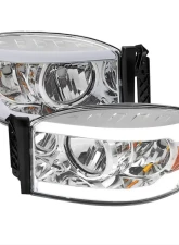 Spec-D LED Tube Factory Style Headlights w/ Amber Reflector (Chrome Housing/Clear Lens) Dodge Ram 2006-2009                                     - 2LH-DGP06-G3-GO - Image 10