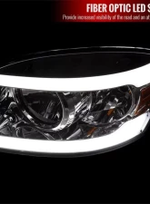 Spec-D LED Tube Factory Style Headlights w/ Amber Reflector (Chrome Housing/Clear Lens) Dodge Ram 2006-2009                                     - 2LH-DGP06-G3-GO - Image 2