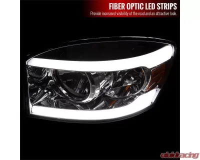 Spec-D LED Tube Factory Style Headlights w/ Amber Reflector (Chrome Housing/Clear Lens) Dodge Ram 2006-2009 - 2LH-DGP06-G3-GO