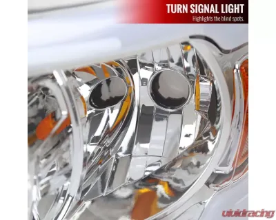 Spec-D LED Tube Factory Style Headlights w/ Amber Reflector (Chrome Housing/Clear Lens) Dodge Ram 2006-2009 - 2LH-DGP06-G3-GO