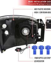 Spec-D LED Tube Factory Style Headlights w/ Amber Reflector (Chrome Housing/Clear Lens) Dodge Ram 2006-2009                                     - 2LH-DGP06-G3-GO - Image 8