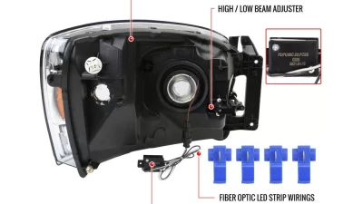 Spec-D LED Tube Factory Style Headlights w/ Amber Reflector (Chrome Housing/Clear Lens) Dodge Ram 2006-2009                                     - 2LH-DGP06-G3-GO - Image 8