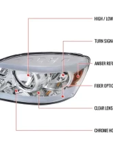 Spec-D LED Tube Factory Style Headlights w/ Amber Reflector (Chrome Housing/Clear Lens) Dodge Ram 2006-2009                                     - 2LH-DGP06-G3-GO - Image 9