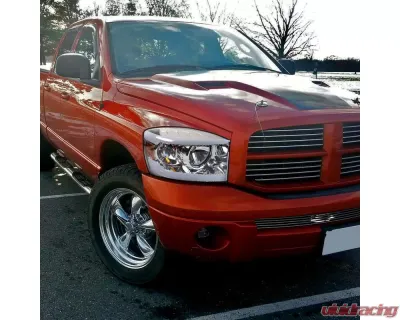 Spec-D LED Tube Factory Style Headlights w/ Amber Reflector (Chrome Housing/Clear Lens) Dodge Ram 2006-2009 - 2LH-DGP06-G3-GO