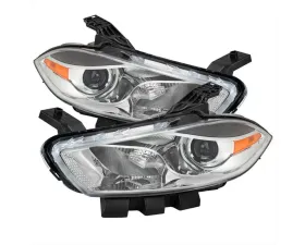 Spec-D Factory Style Headlights w/ Projector High/Low Beam (Chrome Housing/Clear Lens) Dodge Dart 2013-2016