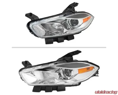 Spec-D Factory Style Headlights w/ Projector High/Low Beam (Chrome Housing/Clear Lens) Dodge Dart 2013-2016 - 2LH-DRT13-RS