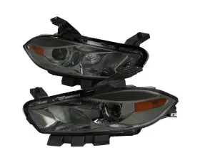 Spec-D Factory Style Headlights w/ Projector High/Low Beam (Chrome Housing/Smoke Lens) Dodge Dart 2013-2016
