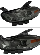 Spec-D Factory Style Headlights w/ Projector High/Low Beam (Chrome Housing/Smoke Lens) Dodge Dart 2013-2016                                     - 2LH-DRT13G-RS - Image 2