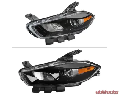 Spec-D Factory Style Headlights w/ Projector High/Low Beam - Driver Side Only (Jet Black Housing/Clear Lens) Dodge Dart 2013-2016 - 2LH-DRT13JM-L-RS