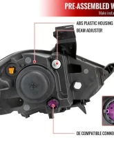 Spec-D Factory Style Headlights w/ Projector High/Low Beam - Driver Side Only (Jet Black Housing/Clear Lens) Dodge Dart 2013-2016                                     - 2LH-DRT13JM-L-RS - Image 7
