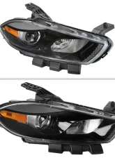 Spec-D Factory Style Headlights w/ Projector High/Low Beam - Passenger Side Only (Jet Black Housing/Clear Lens) Dodge Dart 2013-2016                                     - 2LH-DRT13JM-R-RS - Image 2