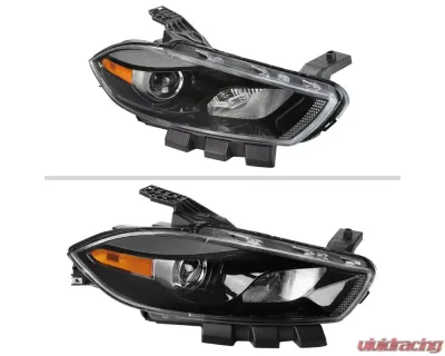 Spec-D Factory Style Headlights w/ Projector High/Low Beam - Passenger Side Only (Jet Black Housing/Clear Lens) Dodge Dart 2013-2016 - 2LH-DRT13JM-R-RS