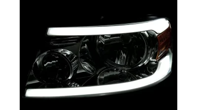 Spec-D LED Bar Factory Style Headlights (Chrome Housing/Smoked Lens) Ford F-150 | Lincoln Mark LT 2004-2008                                     - 2LH-F15004G-G3-GO - Image 2