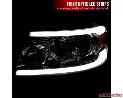 Spec-D LED Bar Factory Style Headlights (Chrome Housing/Smoked Lens) Ford F-150 | Lincoln Mark LT 2004-2008 - 2LH-F15004G-G3-GO