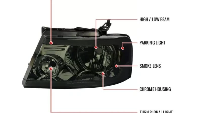 Spec-D LED Bar Factory Style Headlights (Chrome Housing/Smoked Lens) Ford F-150 | Lincoln Mark LT 2004-2008                                     - 2LH-F15004G-G3-GO - Image 8