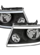 Spec-D LED Strip Factory Style Headlights (Matte Black Housing/Clear Lens) Ford F-150 | Lincoln Mark LT 2004-2008                                     - 2LH-F15004JM-G3-GO - Image 10