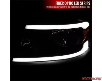 Spec-D LED Strip Factory Style Headlights (Matte Black Housing/Clear Lens) Ford F-150 | Lincoln Mark LT 2004-2008 - 2LH-F15004JM-G3-GO