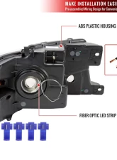 Spec-D LED Strip Factory Style Headlights (Matte Black Housing/Clear Lens) Ford F-150 | Lincoln Mark LT 2004-2008                                     - 2LH-F15004JM-G3-GO - Image 8