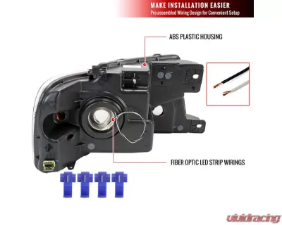 Spec-D LED Strip Factory Style Headlights (Matte Black Housing/Clear Lens) Ford F-150 | Lincoln Mark LT 2004-2008 - 2LH-F15004JM-G3-GO