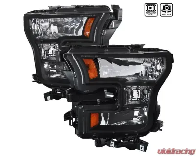 Spec-D Factory Style Headlights (Matte Black Housing/Clear Lens) Ford F-150 2015-2017 - 2LH-F15015JM-RS