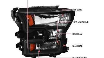 Spec-D Factory Style Headlights (Matte Black Housing/Clear Lens) Ford F-150 2015-2017                                     - 2LH-F15015JM-RS - Image 7